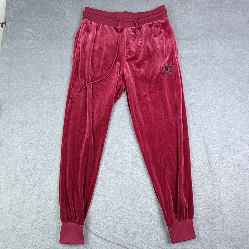 True Religion Mens HS Circle Velour Joggers Burgundy Red Sweatpants Medium